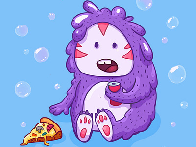 Monster and pizza