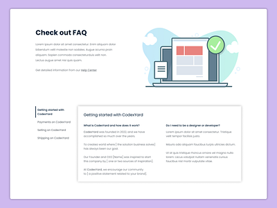 FAQ Page Design 092 answers customer care daily ui 092 dailyui design faq frequently asked question help center page question ui ui design uiux user interface ux web design website website design