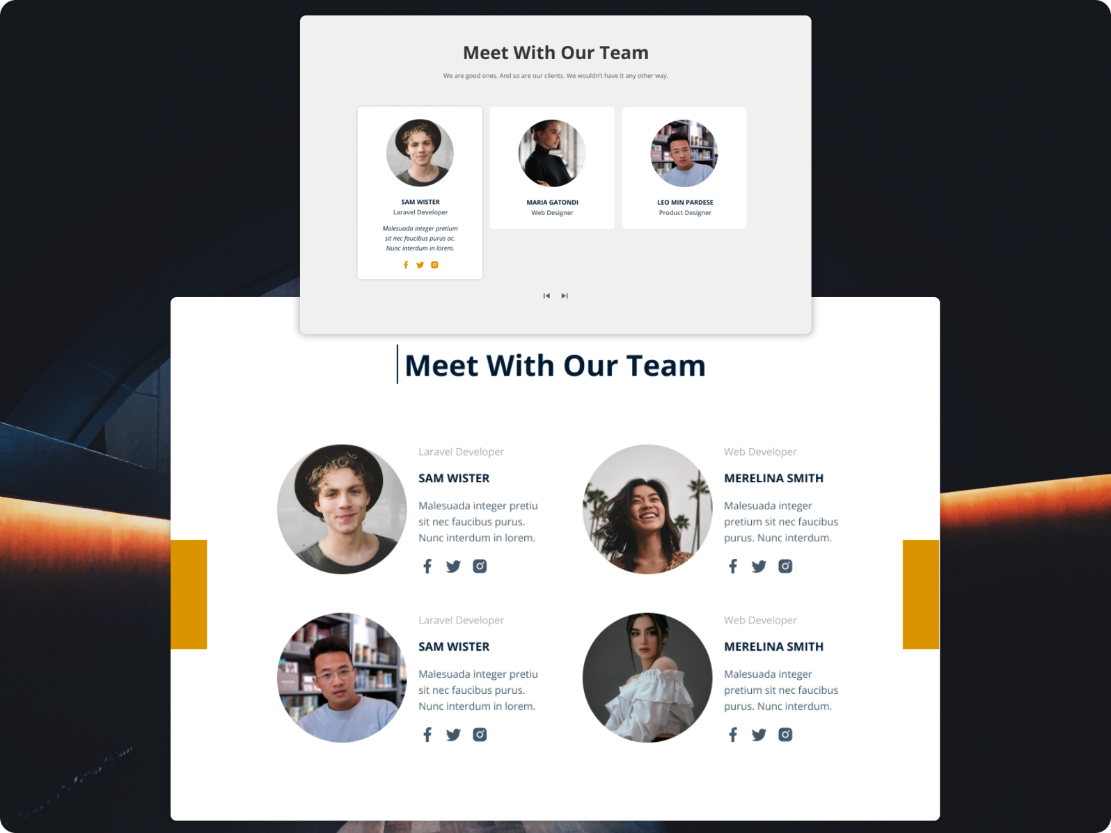 Team Member Page by Moshahed Somrat on Dribbble