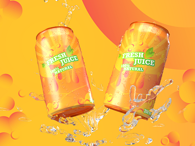 Fresh orange juice in a can. Brand design. Packing. 3d art branding can cover design drink fresh fruit illustration juice juicy label logo orange packing render