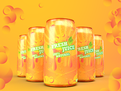 Fresh orange juice in a can. Brand design. Packaging