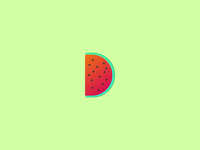 Watermelon "D" cute eat food fun illustrador type vector watermelon