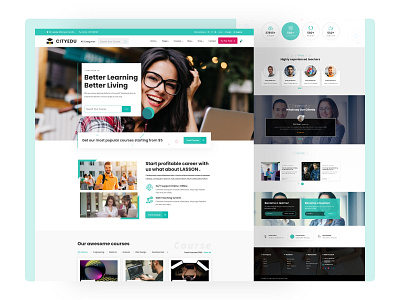 Education Landing Page Design academy branding course customizable design designweb education landing page page school teaching template training ui uidesign userexperience ux uxdesign website websitedesign
