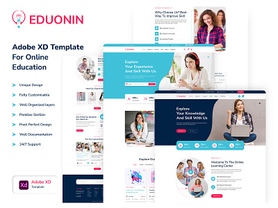 Eduonin – Online Education XD Template. e learning education education template landing page landingpage learning lesson online courses online education template training ui uidesign userexperience ux ux design uxdesign website websitedesign