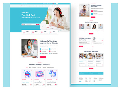 Eduonin – Online Education XD Template. designweb education educational course landing page template ui uidesign uiux course userexperience uxdesign web design website websitedesign