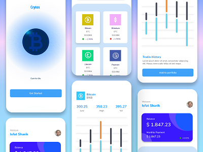 Bitcoin Wallet App Mobile UI Kit accounts androidapp appstemplates crypto cryptomoeny digitalmoney financial interface mobile mobile user onlinebanking onlinemoney ui uidesign uxdesign