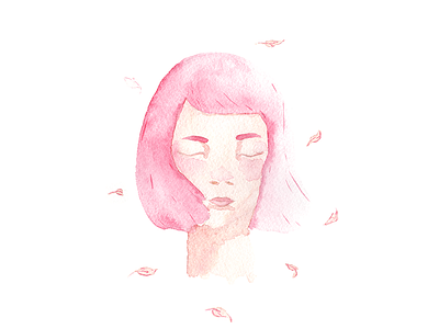 Watercolour Breeze avatar breeze face girl illustration ink poster sakura sticker watercolour wind
