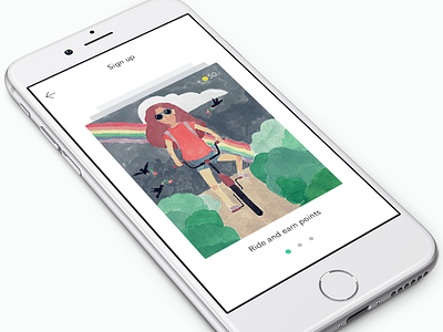 Ride! bicycle cards illustration ios iphone navigation rainbow ui walkthrough watercolour