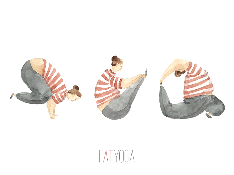 Curvy Yoga curvy bakasana icons stickers watercolor watercolour characters illustration ioga yoga