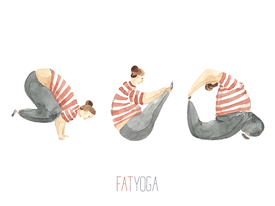 Curvy Yoga bakasana characters curvy icons illustration ioga stickers watercolor watercolour yoga