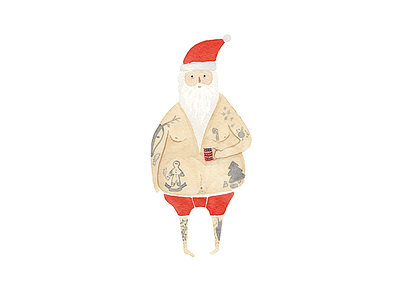 Santa Claus card holiday illustration picture santa season snow sticker tattoo watercolor watercolour x mas