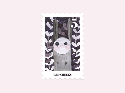 Red Cheeks Stamp 5 alone character creature hero illustration money stamp post sticker watercolor