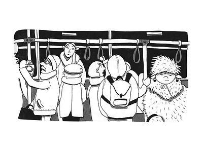 in Tram bw comics daily illustration passengers pen routine series sketchbook tram transport