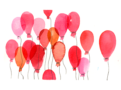 Watercolor Balloons balloons dribbble friday happy illustration joy mood pink simple sketch watercolor