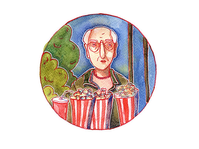 One more illustration on Woody Allen movie 🍿 art characters film illustrations man movie old pen poster sticker texture watercolour