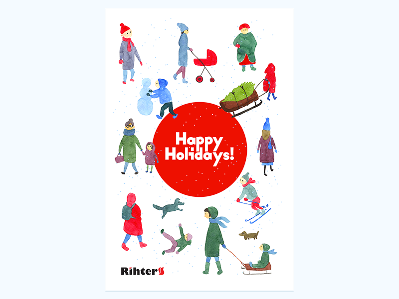 Ho-ho-ho illustration watercolor silhouettes presents people holidays 2018 newyear xmas christmas