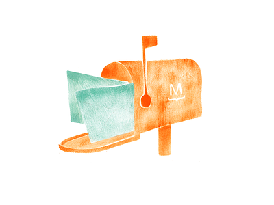 Mailbox editorial gouache icon illustration inbox mail mailbox texture watercolor