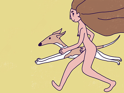 Running with my greyhound dog illustration ink procreate