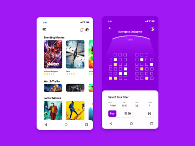 Movie Ticket Booking App 2021 aesthetic book now booking branding design figma graphic design hall latest mock up movie new product design ticket trend trending ui ux xd