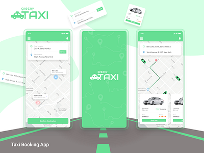 Green Taxi 2021 cabbooking design figma latest new taxibooking trend ui ux