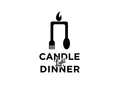 CANDLE+DINNER flat logo minimal typography vector