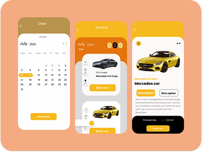 Renta a car App app design ui ux web