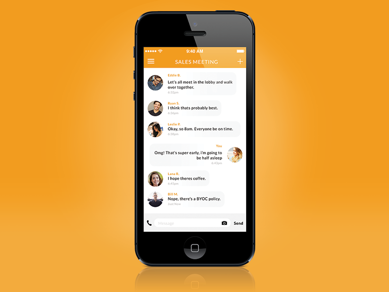 Conference Chat messenger chat conference team office ui app iphone ios call text flat