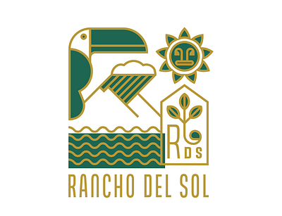 Rancho Del Sol Logo WIP art branding design flat hotel icons illustration illustrator logo toucan tropical vector