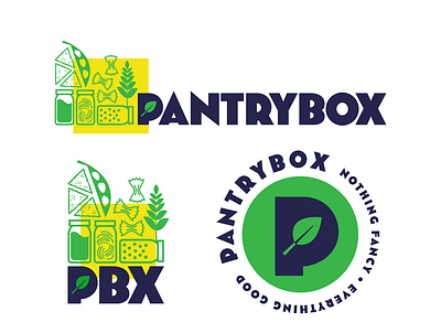 Pantrybox Logo & Brand Identity System art branding colorful delivery box design flat fun grocery illustrator logo vector