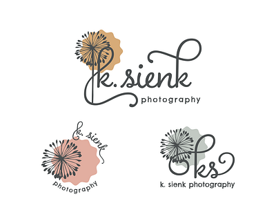 K. Sienk Photography Logo art botanical branding dandelion design feminine floral illustrator logo photographer logo vector