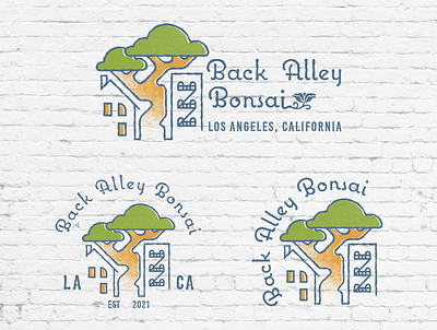 Back Alley Bonsai Logo bonsai botanical branding colorful design flat illustrator logo vector