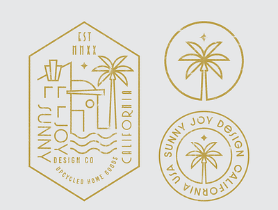 Sunny Joy Design Secondary Logo Variations art deco beach house branding california design flat fun illustrator logo palm tree vector