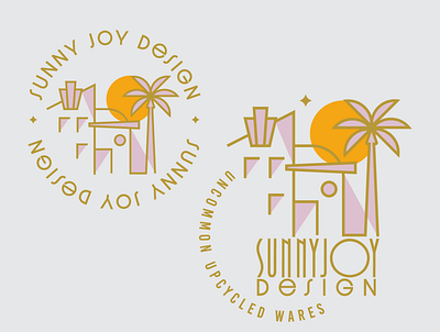 Sunny Joy Design Round Logo Variations art deco beach house branding california colorful design flat fun illustrator logo vector