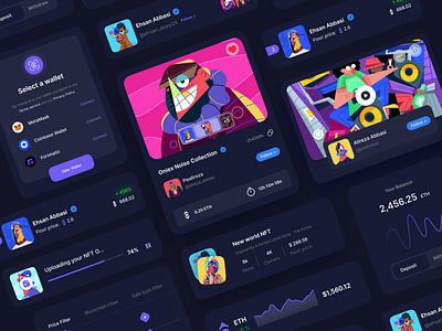 NFT Marketplace Web Design Components- Dark Version🔥