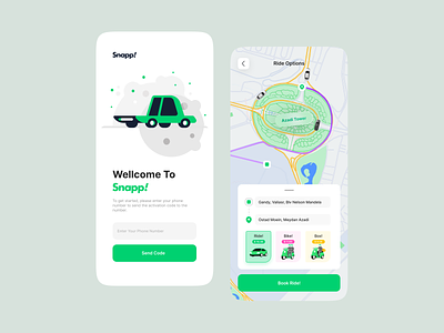 🚘Snapp! - Ride Sharing Mobile App Design auto booking carsharing driver ios lyft map minimal rental app ride rider rideshare ridesharing take a uber taxi trip uber ui ux vehicle