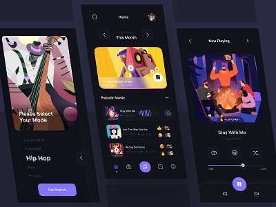 Music Player App Ui Design - Dark Version🔥