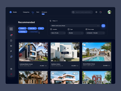 Homix - Rent Dashboard - Dark Version 🏝🔥 3d app app design dark dark mode dashboard estate graphic design home rent house rent ios real real estate rent rental travel ui