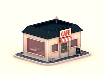 Cafe {GIF} 3d gif hyper island motion graphics motion monday