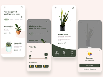 Plant Shop Mobile Concept app app design color concept design figma mobile mobile app modern nature plant planting plants shop shopping app simple soft ui user interface ux