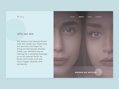 Beauty Spa - 'About Us' Page about page about us beauty beauty salon branding calm circle clean ui concept design minimal modern modernism natural simple spa trend ui web design website