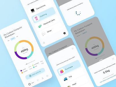 Carbon Footprint Tracker App app carbon emissions carbon footprint chart clean ui climate change design earth environment figma mobile modern new planet simple track tracker trend ui ux