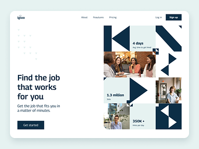 Job Search Hero Section bold concept figma geometric hero hero section hire job job search landing landing page pattern service shapes ui ux web web design website work
