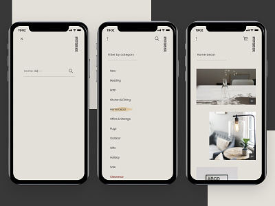 Home Decor Mobile Concept app clean concept design ecommerce figma furniture home home decor minimal minimalism mobile modern search shopping store ui
