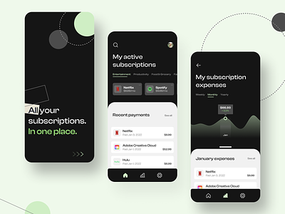Subscription Manager analytics banking clean concept dashboard expense tracking figma finance fintech interface manager mobile app payment saas statistics subscription ui ux