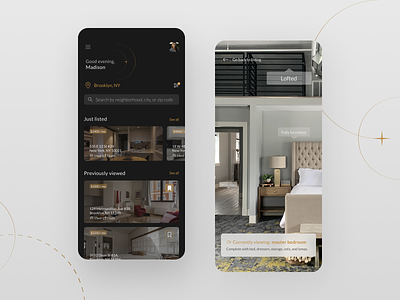 🏠 Apartment Finder apartment apartment design app ar augmented reality concept dark mode dark ui design figma house interface ios mobile mobile app rent rental app rentals ui ux
