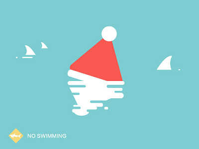 No Swimming christmas drawing hat illustration notice santa sea shark swimming vector xmas