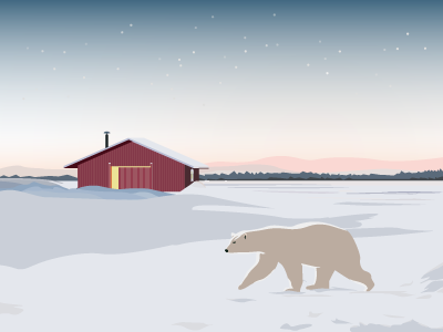 early morning @north pole animal flat house ice illustrator morning mountain north pole polar bear snow star vector