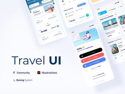 UI Kit Travel App ✈️ app branding design flat free glass glassy illustration illustrator tra travel travel app traveling
