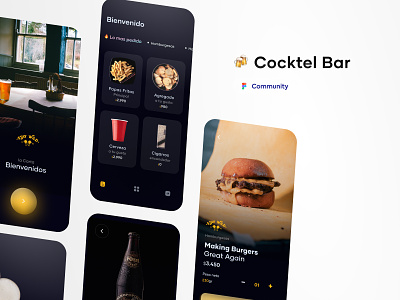🍻 Cocktel Bar app branding delivery design figmadesign free minimal modeblack ui ux