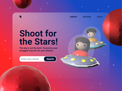 New Year's Resolution, Shoot for the Stars! 3d app design figma illustration ui ux vectary